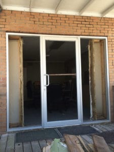 custom glass door on a business