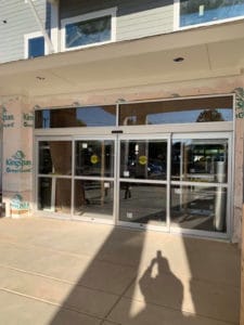 automatic sliding glass doors installed at a business