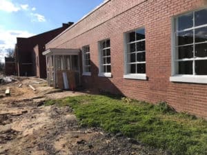 new glass window panes installed at a renovated school